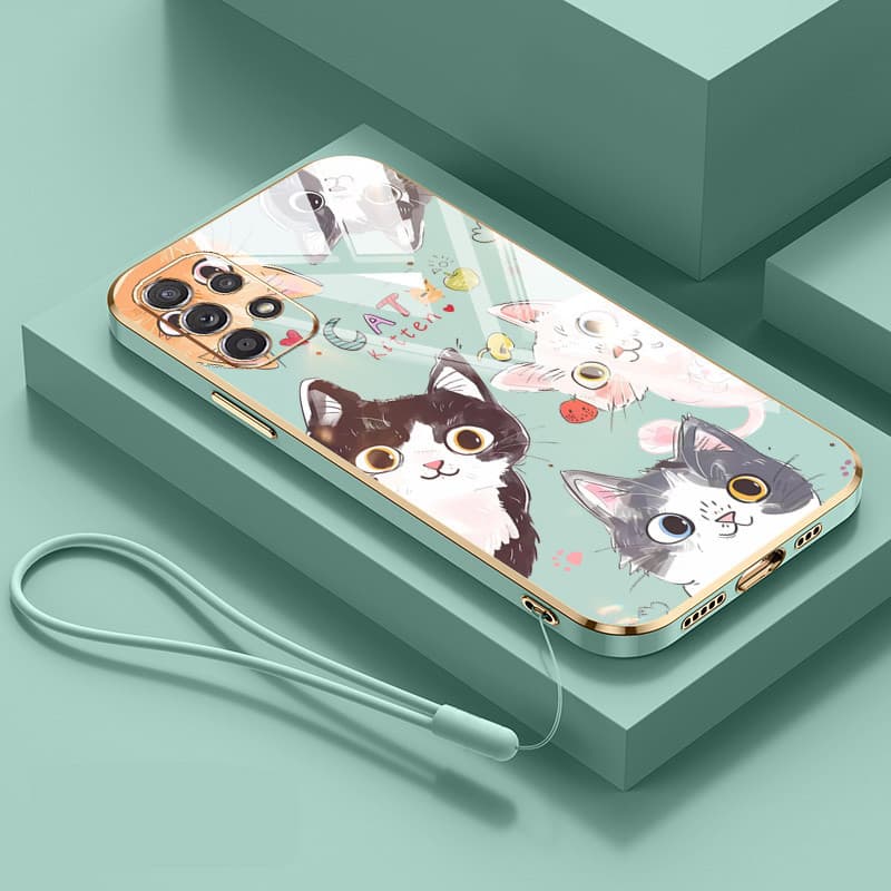 SAMSUNG ปลอกสําหรับsamsung Galaxy A23 A32 A52 A72 4G 5G A33 A53 A73 M32 A52S 5GรอบEyed CatหรูหราElectroplating Anti Dropเคสโทรศัพท์แบบนุ่ม รูปที่ 6