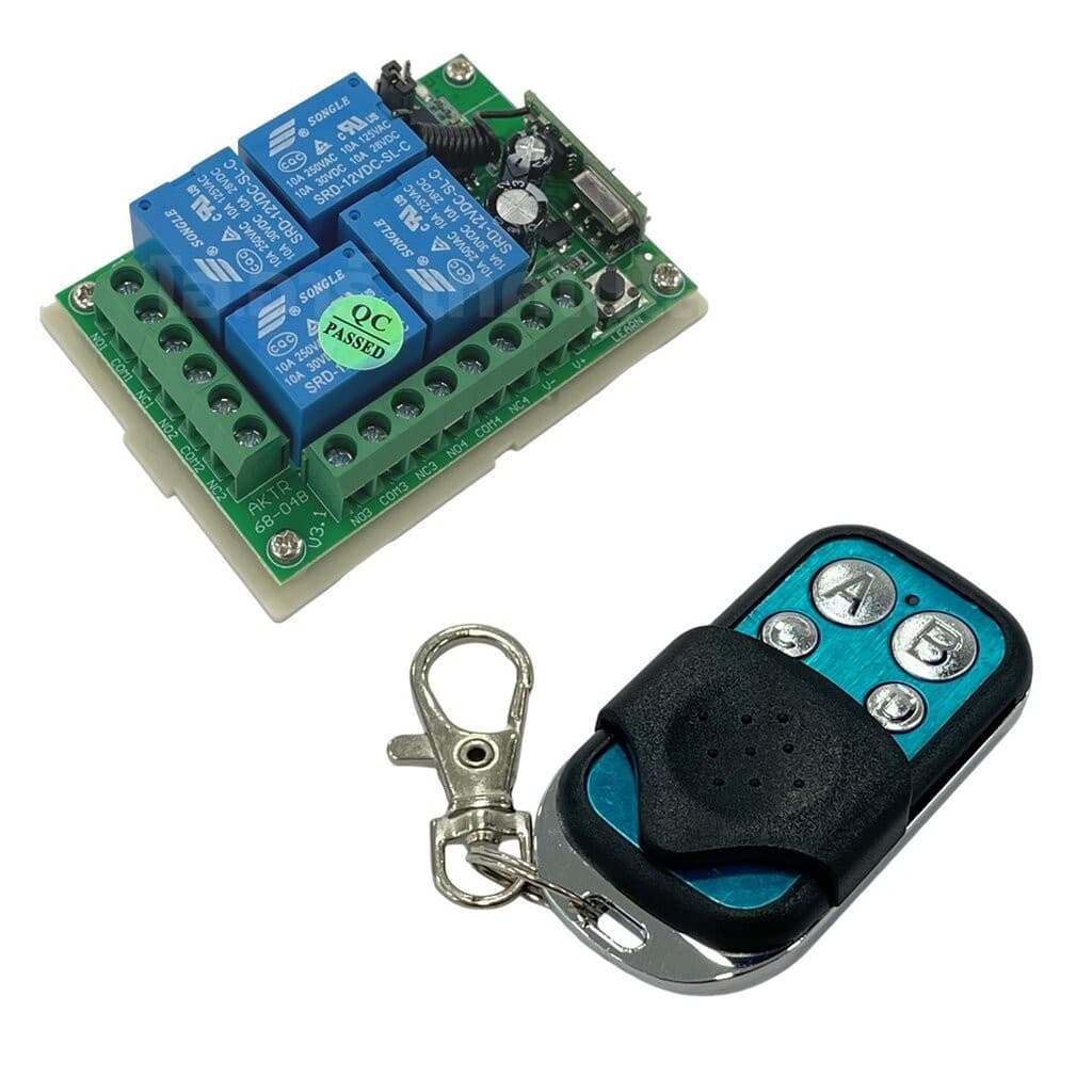 รีโมทควบคุม 4ปุ่ม พร้อมกล่อง 433MHz 12V/24V 4 Channel Relay Module Wireless Remote Control Switch กล่องควบคุมรีโมท 4ช่อง รูปที่ 8