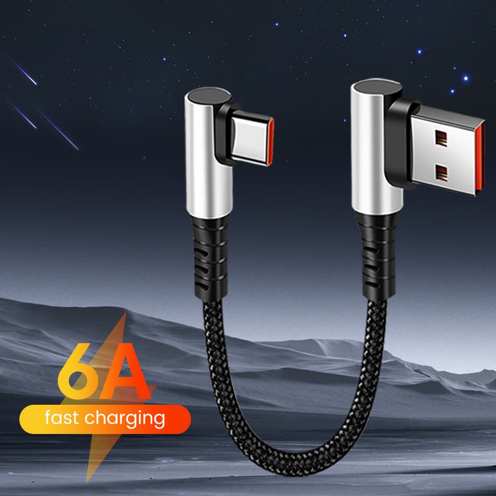 Elough 0.25M 0.5M ข้อศอก/ตรง USB ถึง Type C สาย 6A Fast Charging ประเภท C ถึง Type C PD Data สายไฟสั้นสําหรับ Power Bank โทรศัพท์มือถือ รูปที่ 3