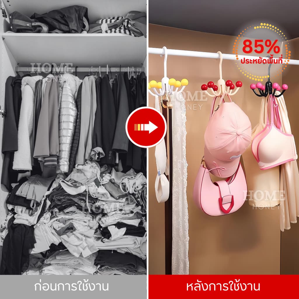 ตะขอหมุนได้ 360°C ที่แขวนของอเนกประสงค์ ที่วางของ ไม้แขวนผ้า ที่แขวนกระเป๋า ตะขอแปะผนัง ตะขออเนกประสงค์ ติดผนัง รูปที่ 2