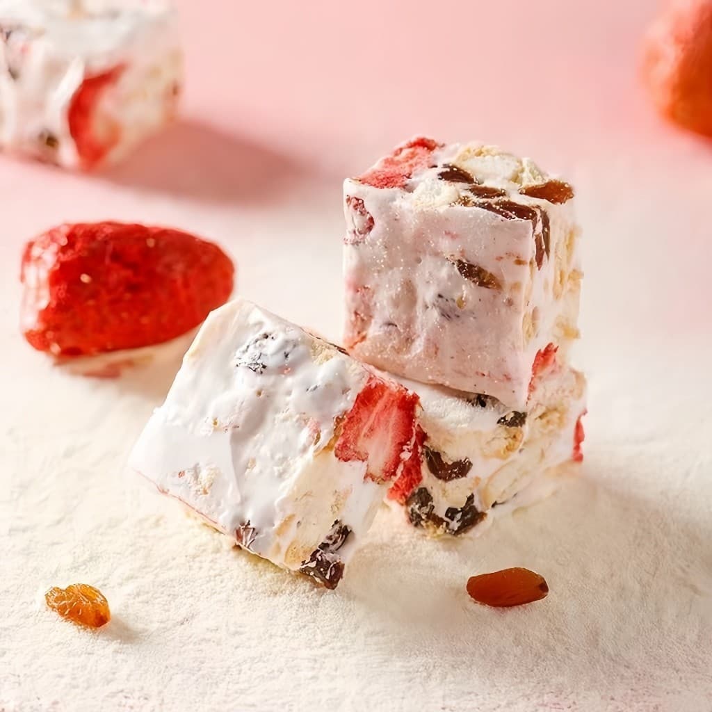 Y.M นูกัตไต้หวัน Nougat ผสมFDสตรอว์เบอร์รี่กับลูกเกด นูกัสรสนมแพะ ขนมคุ้กกี้ไต้หวันนมเคลือบตังเม รูปที่ 6