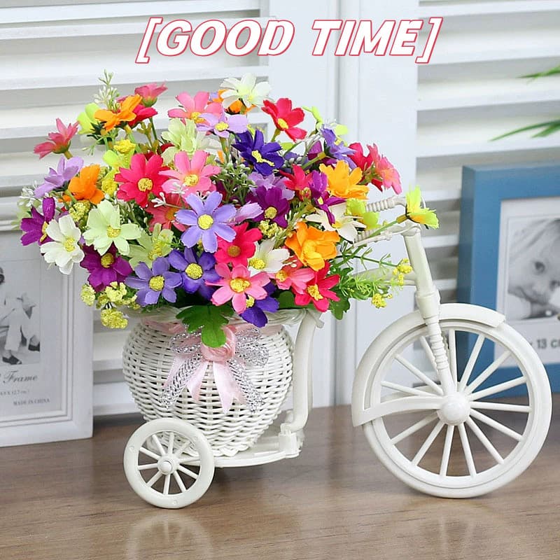 NEW กระถางจักรยาน พร้อมดอกไม้ปลอมสวยๆ ช่อดอกเปลี่ยนได ล้างน้ำ การตกแต่ง รูปที่ 1