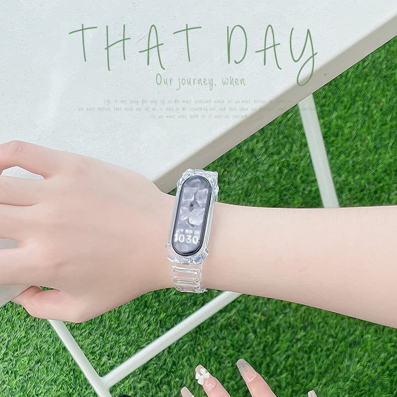 สายรัดกรณีโปร่งใส for Smartwatch Xiaomi Mi Band 10 9 8 NFC เข็มขัดป้องกันหน้าจอ อุปกรณ์เสริม สร้อยข้อมือ for MiBand 10 รูปที่ 2