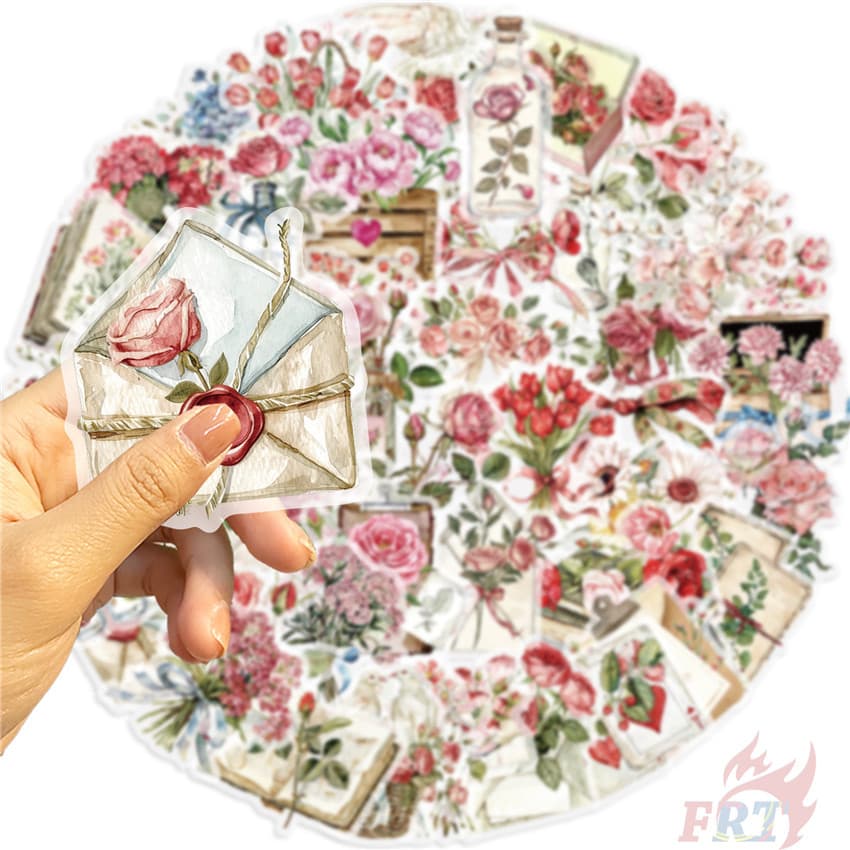 สติ๊กเกอร์สัตว์เลี้ยงดอกไม้และตัวอักษร 50 ชิ้น/เซ็ต DIY แฟชั่นสติ๊กเกอร์กันน้ํา Doodle สติ๊กเกอร์ รูปที่ 7
