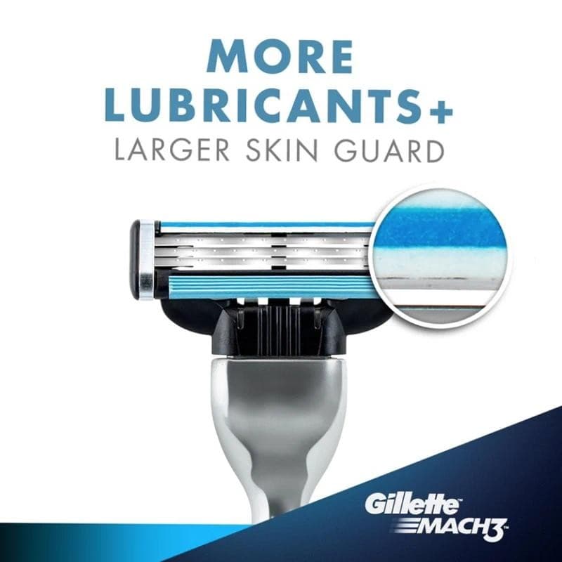 Gillette Mach3 ตลับใบมีดโกนเติม 4/8 ชิ้น สําหรับใบหน้าและเครา 3 ชั้น พร้อมแถบหล่อลื่น Fast Cutting รูปที่ 4