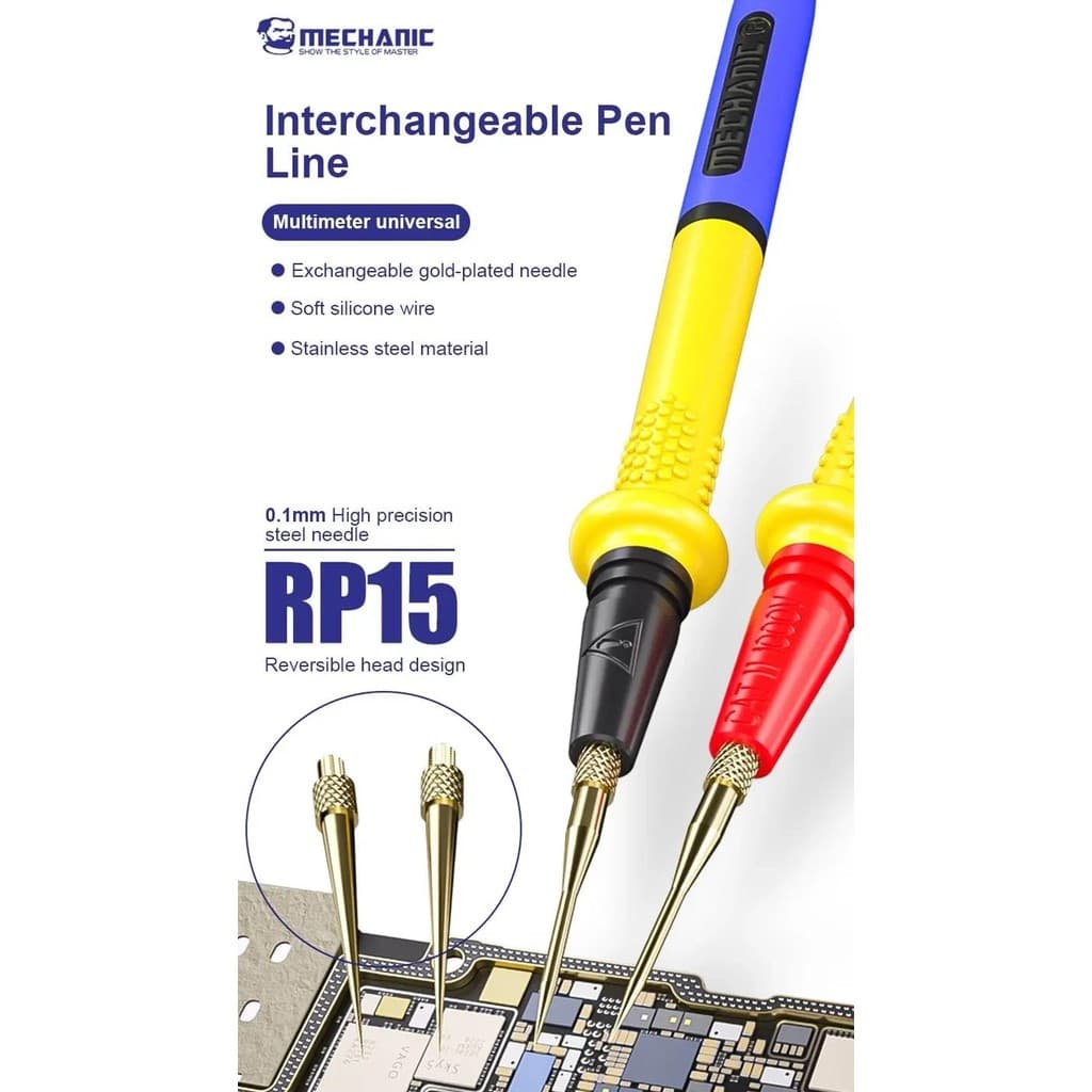 MECHANIC RP15 ปากกามัลติมิเตอร์ 1000V 20A สแตนเลสสตีลมัลติมิเตอร์แบบดิจิตอล Ultra Fine Point เข็ม Soft Test Probe รูปที่ 7