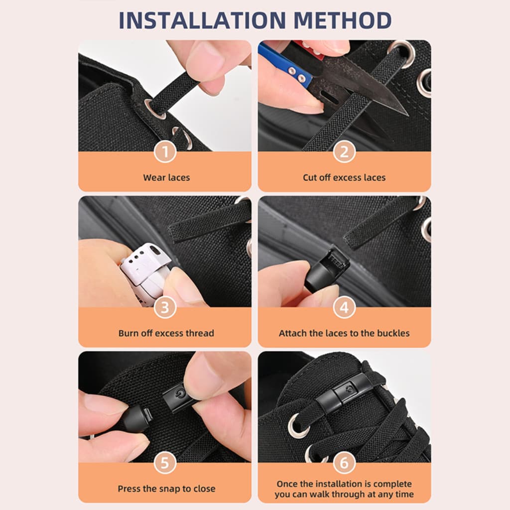 No Tie Shoe Laces Press Lock Flat Laces สําหรับเด็กผู้ใหญ่ กว้าง 8 มม. เทคนิคการผูกเชือกง่าย รูปที่ 4