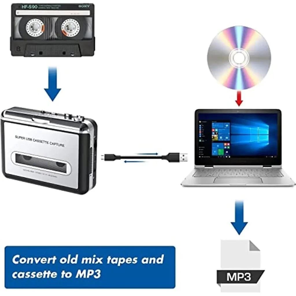 เครื่องเล่นเทปคาสเซ็ต Walkman เป็นตัวแปลง MP3 CD เครื่องเล่นเพลงเสียงเข้ากันได้กับคอมพิวเตอร์แล็ปท็อปพีซีแปลง CASSETTE เป็นดิจิตอล รูปที่ 6