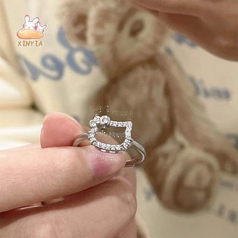 แหวนkittyแหวนมือแมวฝังเพชรINSสไตล์ญี่ปุ่นหวานน่ารักแหวนนิ้วผู้หญิงทุกวันสวมใส่ไม่ซีดจาง.xinyia.th รูปที่ 3