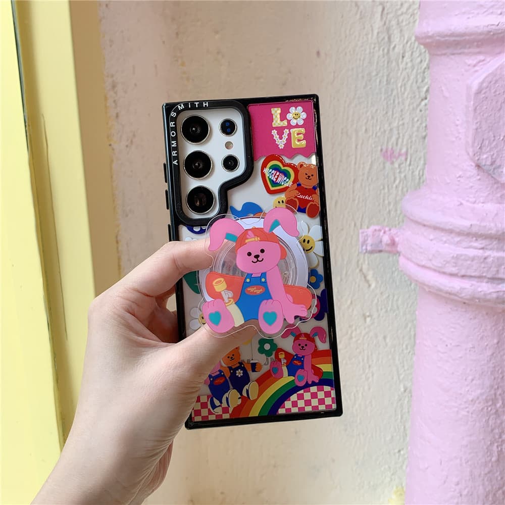 เคสหมีน่ารักสําหรับ Samsung Galaxy S26Ultra S25 S24 S23 FE Creative Magnetic กันกระแทก Hard ฝาหลัง รูปที่ 5