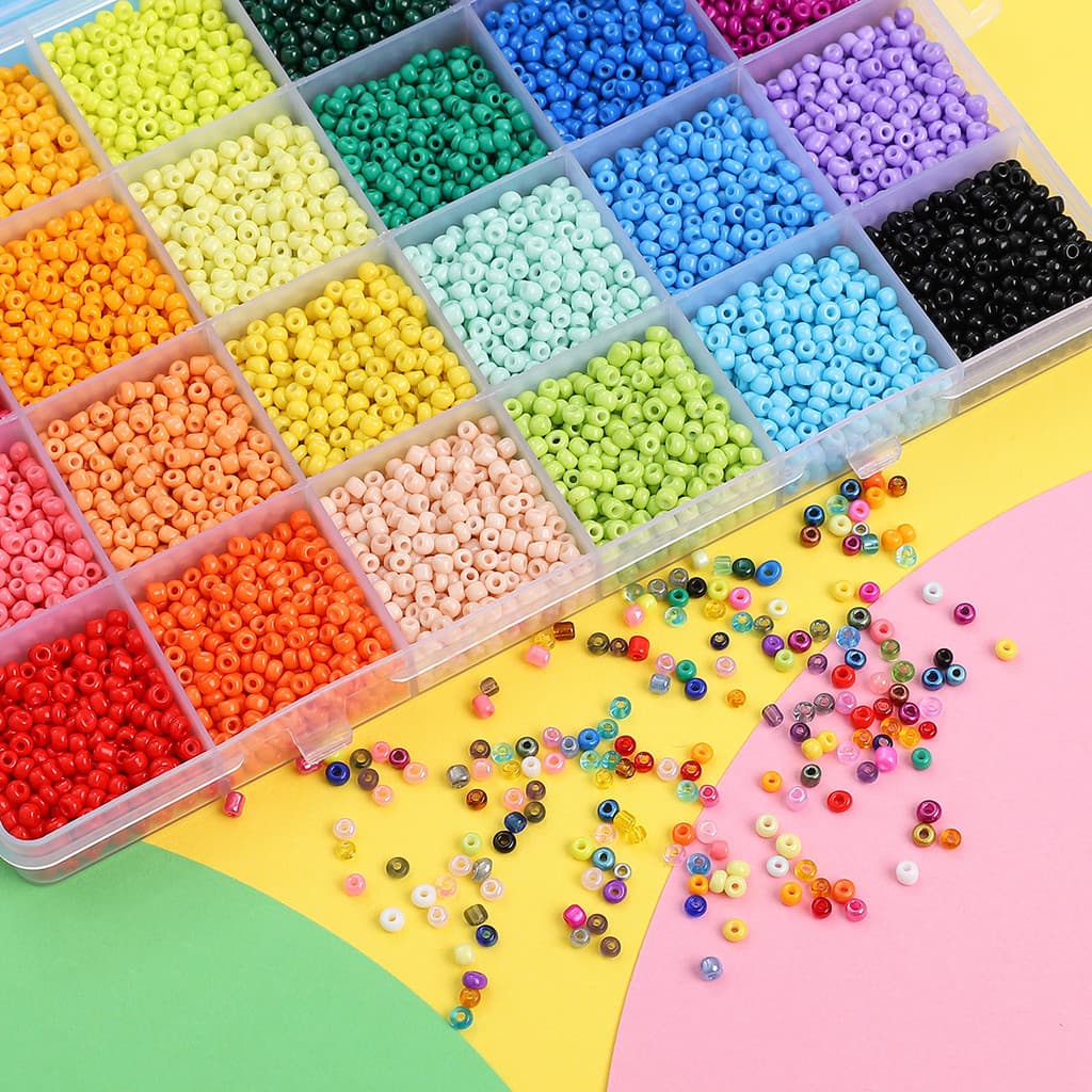 สีทึบ/โปร่งใส/ไข่มุก/ครีมข้าวลูกปัดชุดกล่อง24สีลูกปัดวัสดุกล่อง3มิลลิเมตรข้าวลูกปัดชุดกล่อง ทําเอง ทําด้วยมือ รูปที่ 2