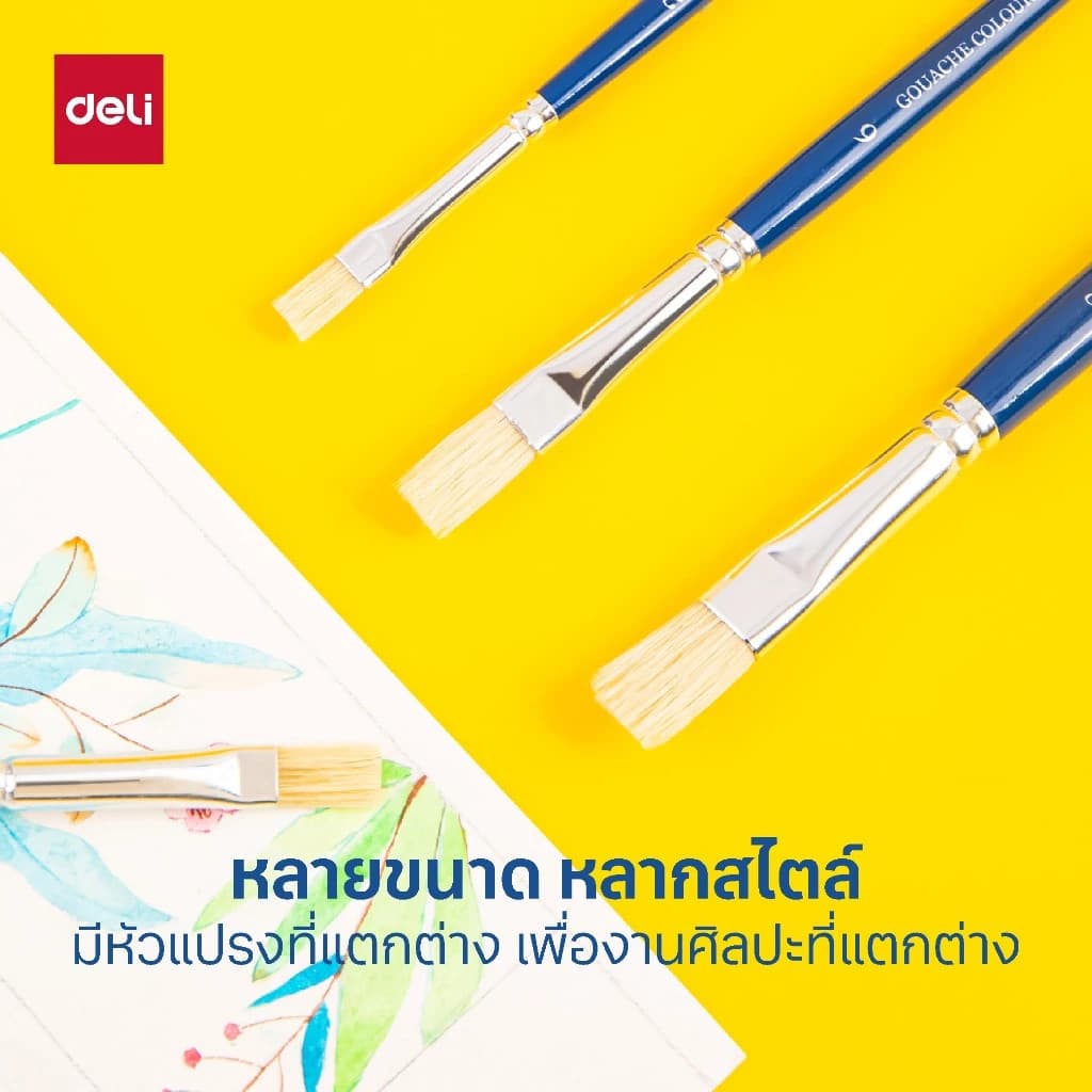 Deli ชุดพู่กันนักเรียน 6 แท่ง พู่กันสีน้ำ อุปกรณ์วาดภาพ สำหรับเด็ก Coloring Brush รูปที่ 8