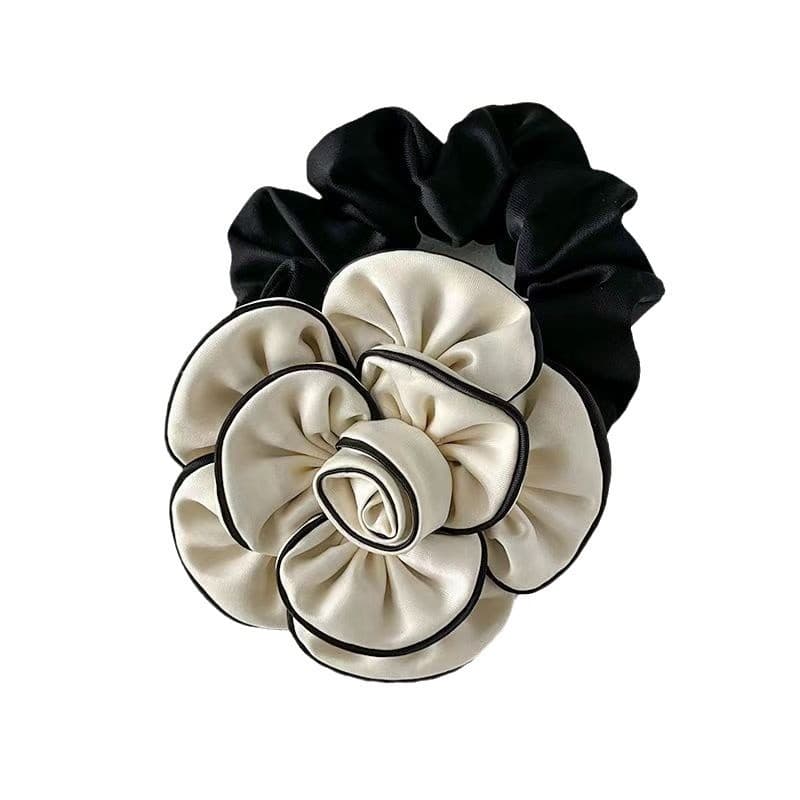 ฝรั่งเศส Elegant Camellia ดอกไม้ Scrunchy แหวนผมแฟชั่น Niche All-Match ต่ําหางม้าเชือกผมความยืดหยุ่นสูงหรูหราอุปกรณ์เสริมผม รูปที่ 5