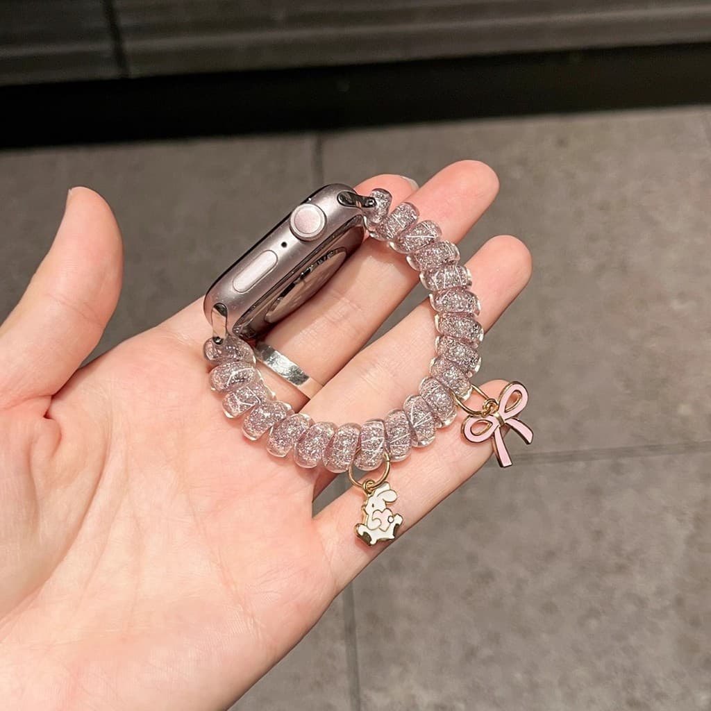 โบว์กระต่ายGlitterโทรศัพท์สายไฟผมสําหรับAmazfit Bip 6 Bip 5 5 Unity Bip 3 U Proสร้อยข้อมือสายคล้องคอสําหรับAmazfit Active 2 GTS 2 3 4 Miniยืดหยุ่นนาฬิกา รูปที่ 4