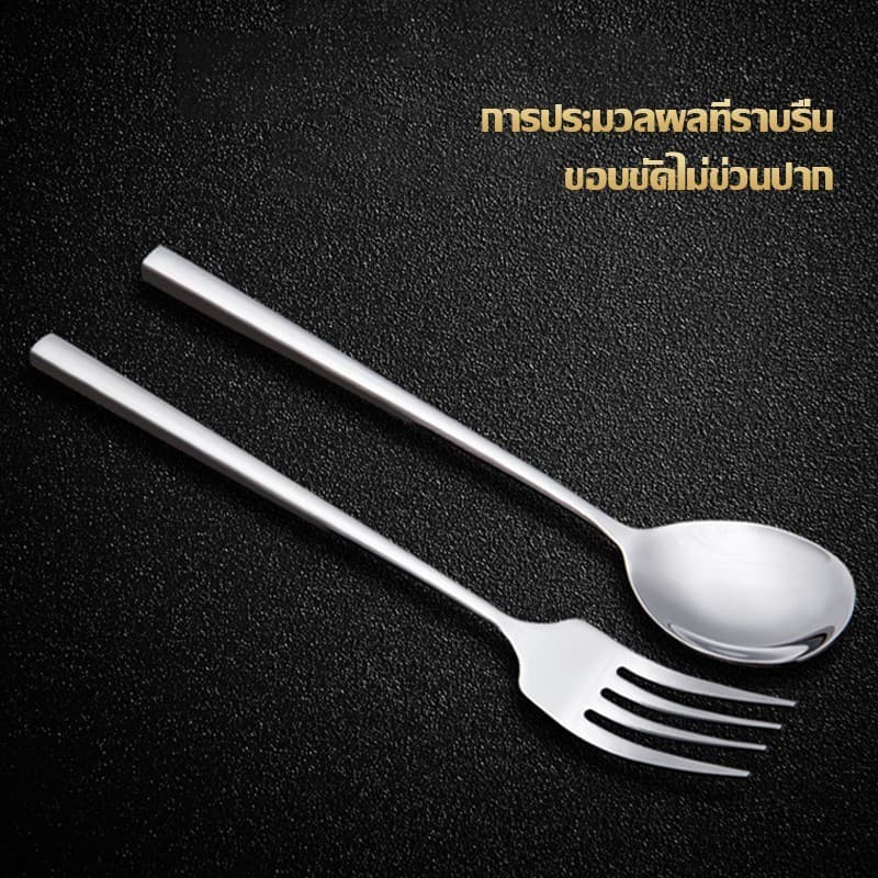 YTL ชุดช้อนส้อม เหล็กสเตนเลส ชุบทอง สีเงิน สําหรับร้านอาหาร โต๊ะอาหารเย็น ไอศกรีม รูปที่ 6