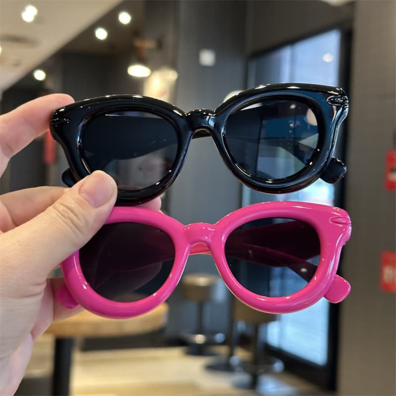 Retro Elliptic กรอบแว่นกันแดดเด็กฤดูร้อนกลางแจ้ง UV Protection สําหรับทารกและเด็กผู้หญิง แว่นตาป้องกันแสงแดด รูปที่ 2