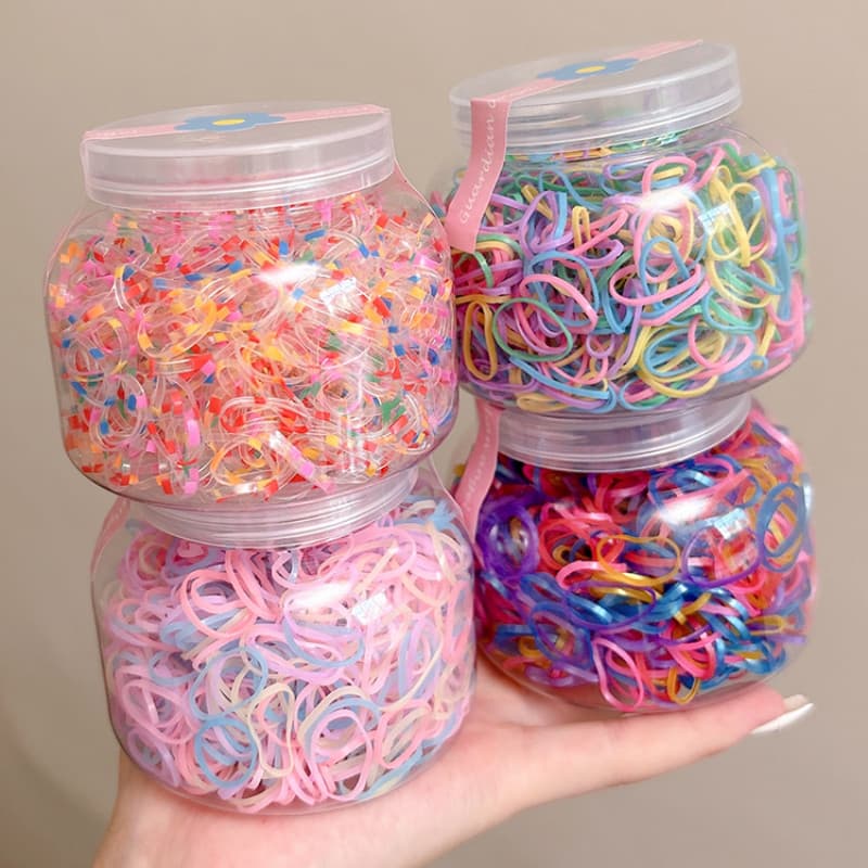 1000 ชิ้น แฟชั่นเกาหลีสีลูกกวาดยางรัดขนาดเล็กผูกผมแบบใช้แล้วทิ้งสําหรับสาวน้อย หมวก รูปที่ 1
