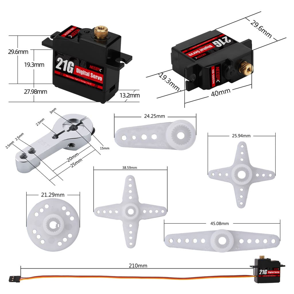 Neebrc 21G 17G Digital Servo Motor เกียร์โลหะกันน้ําสําหรับ 1:18 1:16 RC รถ MJX HYPER GO WLTOYS 144001 รถบรรทุก เครื่องบิน เรือ หุ่นยนต์ รูปที่ 7