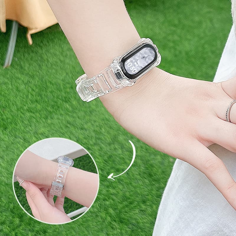 สายรัดกรณีโปร่งใส for Smartwatch Xiaomi Mi Band 10 9 8 NFC เข็มขัดป้องกันหน้าจอ อุปกรณ์เสริม สร้อยข้อมือ for MiBand 10 รูปที่ 3