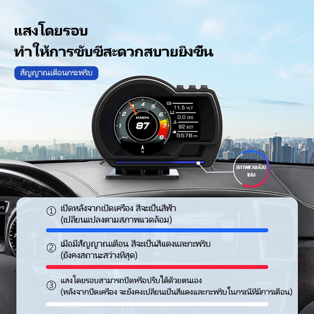 Smart Gauge P6 PLUS OBD2+GPS เมนูภาษาไทย รับประกัน 3 ปี Smart Gauge เกจรถยนต์ หน้าจอแสดงผล วัดความร้อน รูปที่ 6