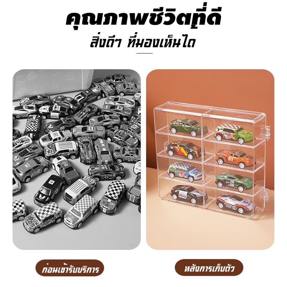 กล่องเก็บโมเดลรถยนต์ สเกล 8 ช่อง กันฝุ่น สีใส คุณภาพเยี่ยม สะดวกสบาย พื้นที่จัดเก็บครบครัน สําหรับเก็บของเล่นและของสะสม รูปที่ 8