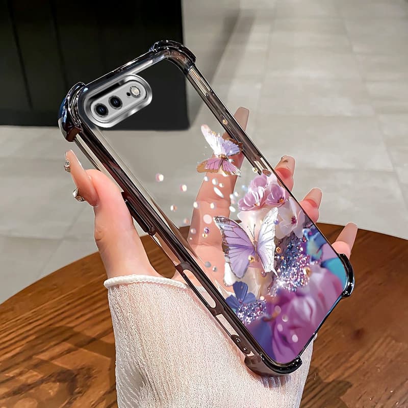 กันกระแทก Case สําหรับ iPhone 6 6s 7 8 plus เคสโทรศัพท์ TPU 2025 ออกแบบใหม่ผีเสื้อดอกไม้อุปกรณ์เสริมฝาครอบ SZ28 รูปที่ 6