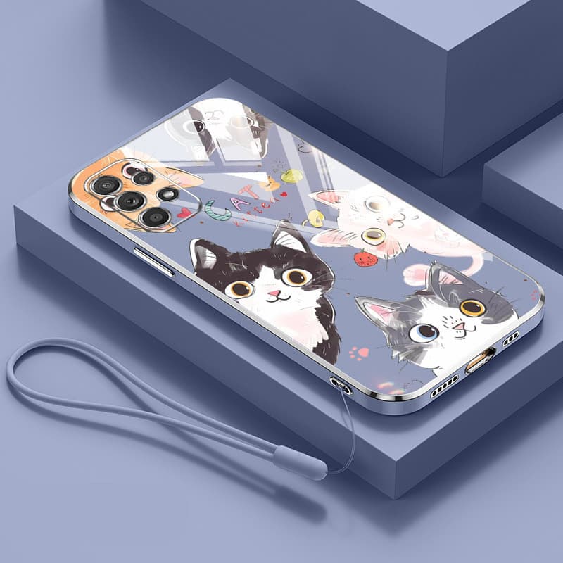 SAMSUNG ปลอกสําหรับsamsung Galaxy A23 A32 A52 A72 4G 5G A33 A53 A73 M32 A52S 5GรอบEyed CatหรูหราElectroplating Anti Dropเคสโทรศัพท์แบบนุ่ม รูปที่ 4