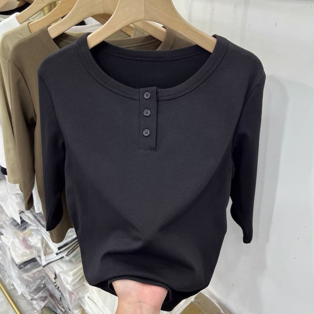 ข ฤดูร้อนผ้าฝ้ายกลางแขนเสื้อยืดคอกลมหลวมรุ่น รูปที่ 4