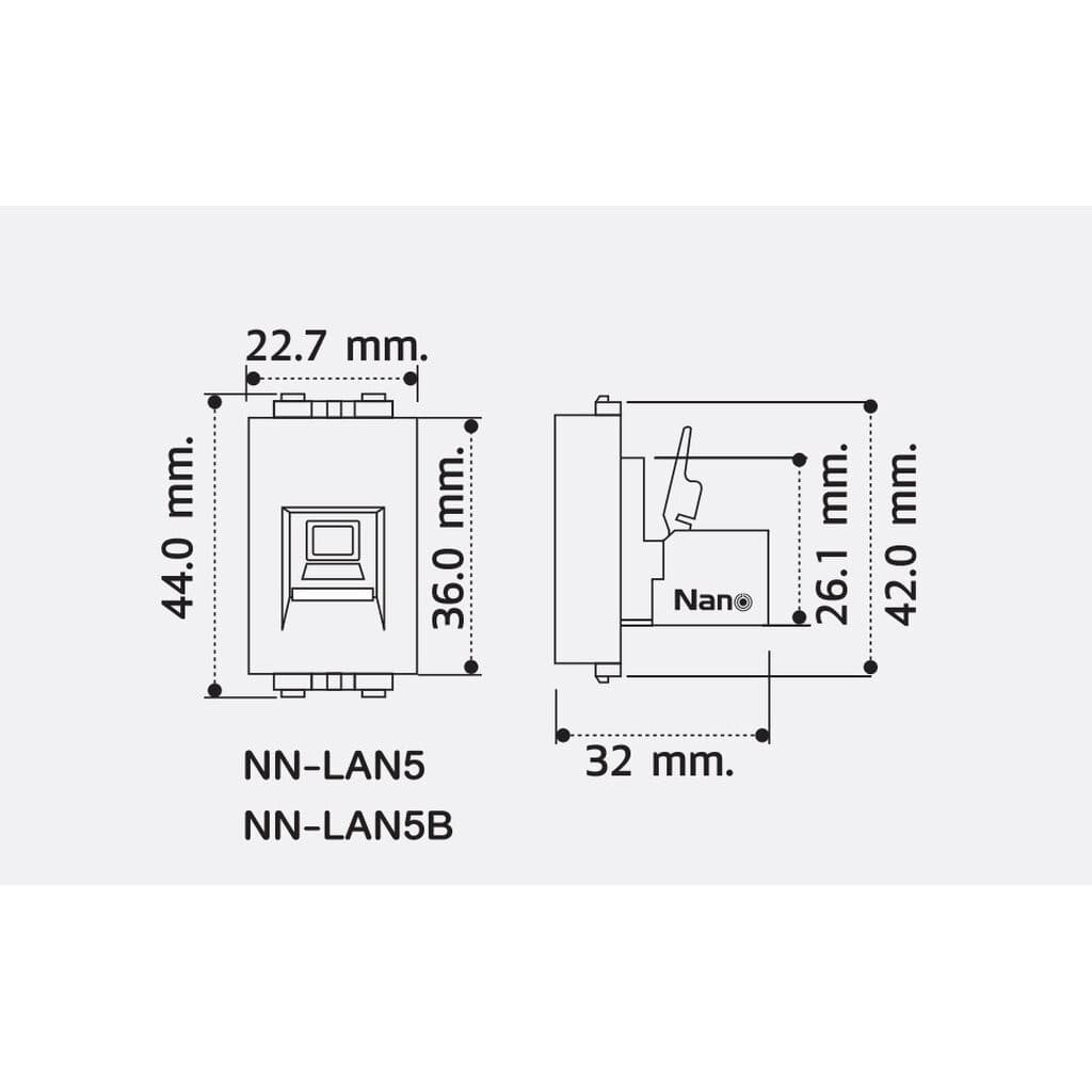 NANO เต้ารับแลน lan CAT5E / CAT6 NN-LAN5 สีขาว/ดำ แลน รูปที่ 5