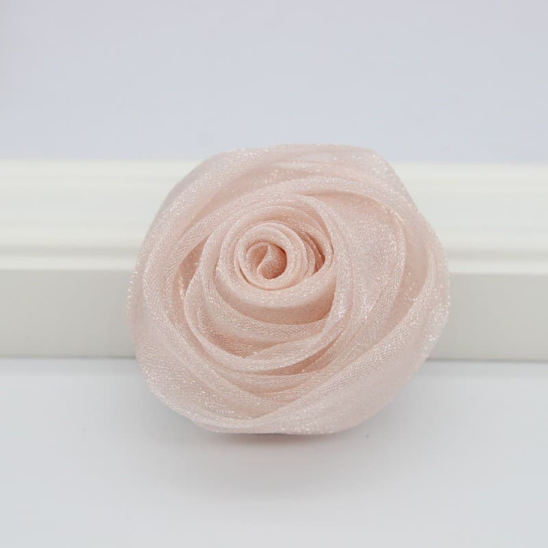 5pcs 5 ซม.3D Rose ดอกไม้หัว Organza ชีฟองผ้า Handmade DIY Headwear Hairpin อุปกรณ์เสริมผมเข็มกลัด รูปที่ 4