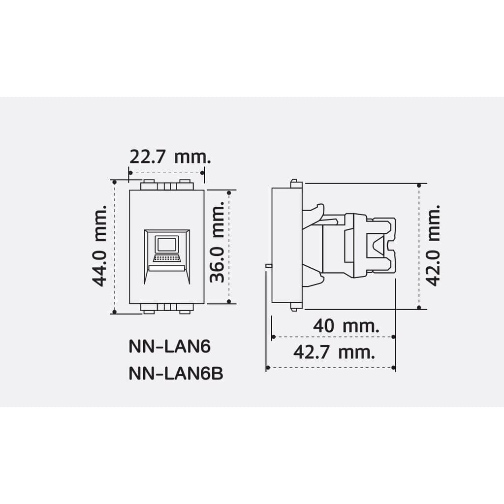 NANO เต้ารับแลน lan CAT5E / CAT6 NN-LAN5 สีขาว/ดำ แลน รูปที่ 6