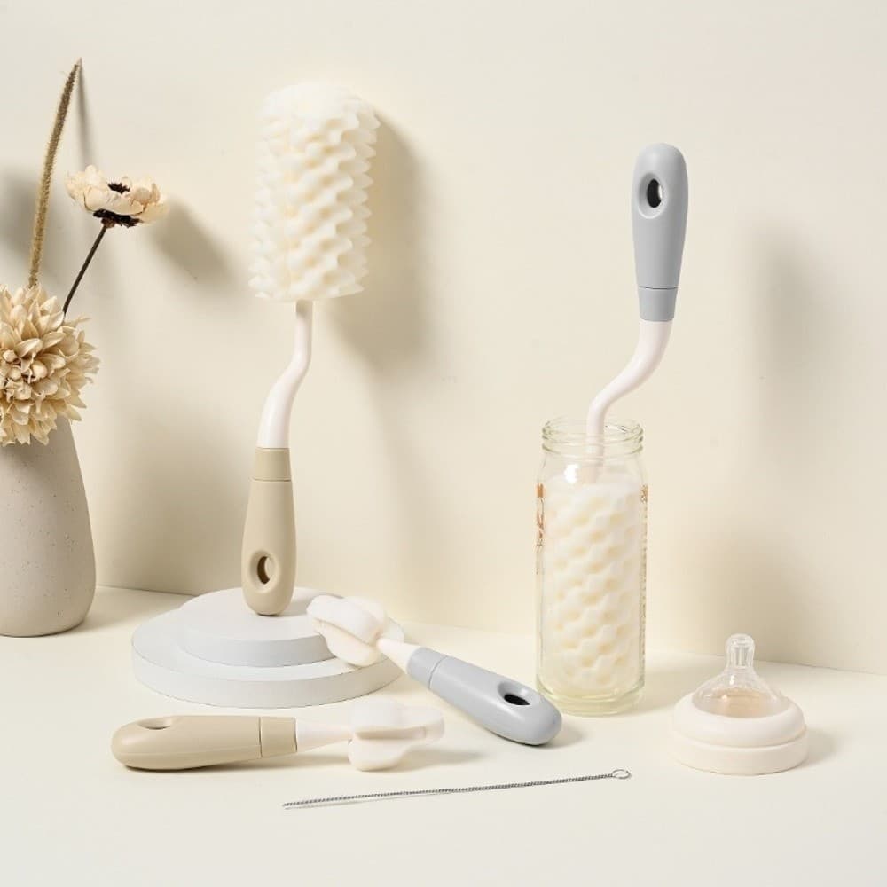 KARENGOODS ชุดแปรงทําความสะอาดขวด,เครื่องขัดพื้นฟาง Pacifier ด้ามยาว 360 องศา,ชุดขนแปรงทนทาน Ergonomically Straw Brush Baby Care รูปที่ 3