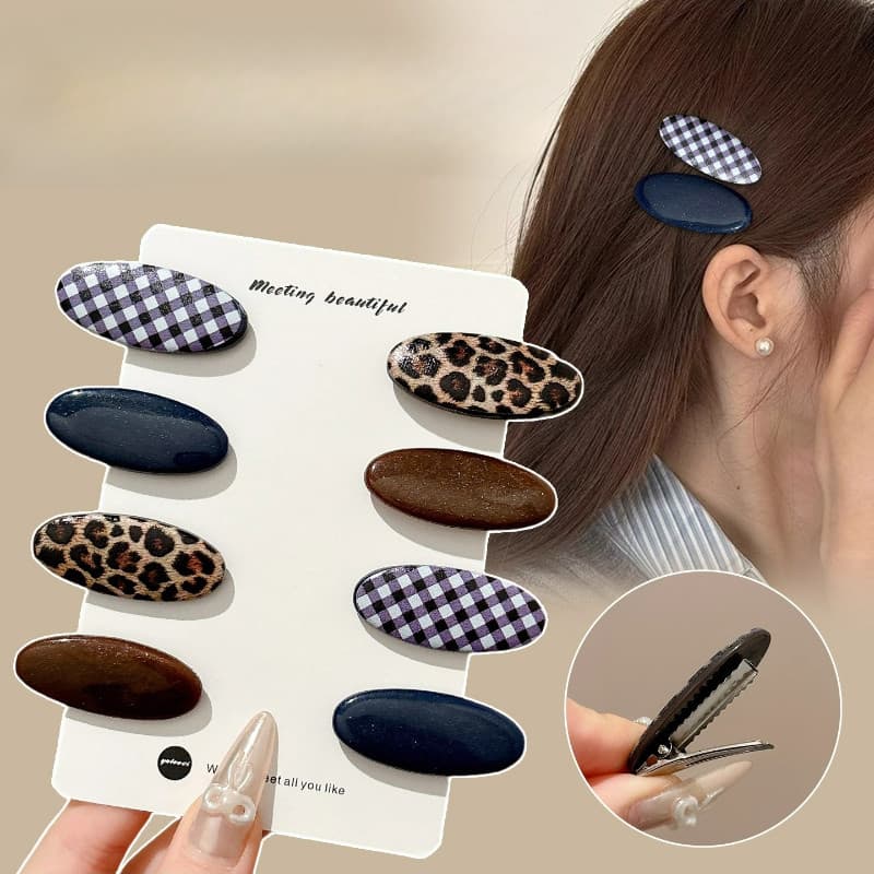 หนีบผมทรง BB สีน้ำเงินลายเสือดาว ขนาด 1/2 ชิ้น อุปกรณ์เสริมผมสำหรับแฟชัน รูปที่ 3