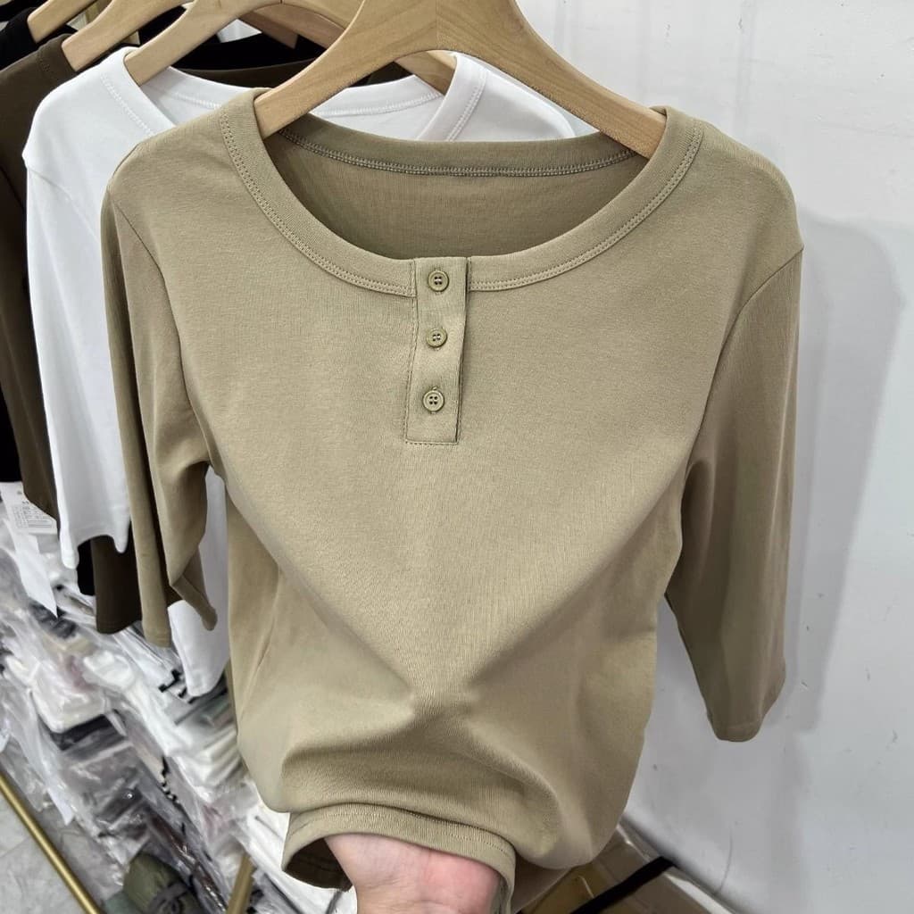 ข ฤดูร้อนผ้าฝ้ายกลางแขนเสื้อยืดคอกลมหลวมรุ่น รูปที่ 2
