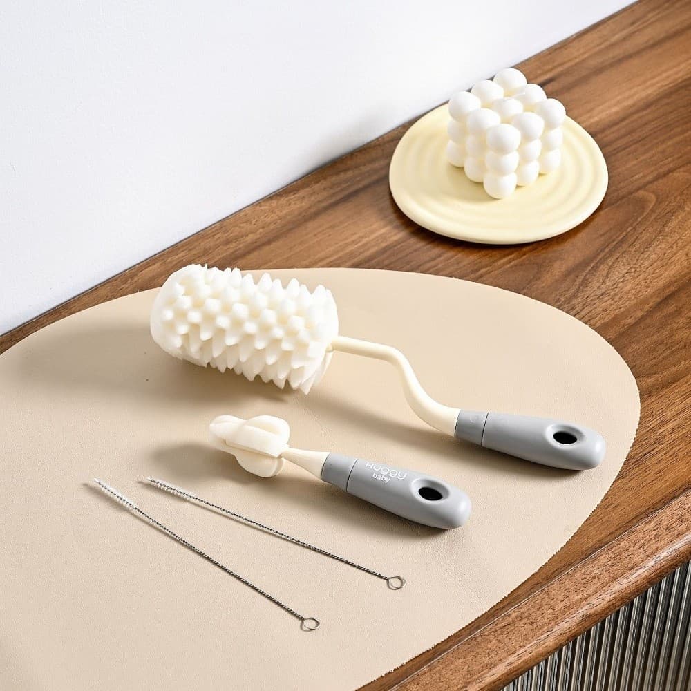 KARENGOODS ชุดแปรงทําความสะอาดขวด,เครื่องขัดพื้นฟาง Pacifier ด้ามยาว 360 องศา,ชุดขนแปรงทนทาน Ergonomically Straw Brush Baby Care รูปที่ 4