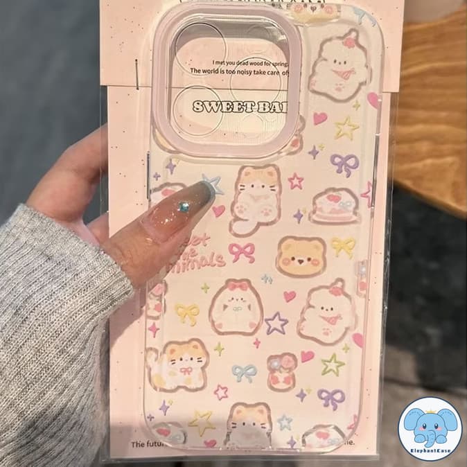 น่ารักลูกแมวลูกสุนัขเข้ากันได้เคสไอโฟน 11 16 15 Pro Max 14 12 13 Pro Max XS XR X Max 7 15 14 8 Plus SE การ์ตูนช้างหมีเคส รูปที่ 5