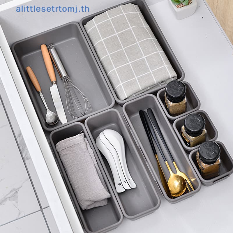 Alittlese 8 ชิ้นลิ้นชัก Organizers ครัวเรือนกันฝุ่นโต๊ะเครื่องเขียนกล่องเก็บผู้หญิงแต่งหน้า Organizer ห้องครัวอุปกรณ์ห้องน้ํา TH รูปที่ 3
