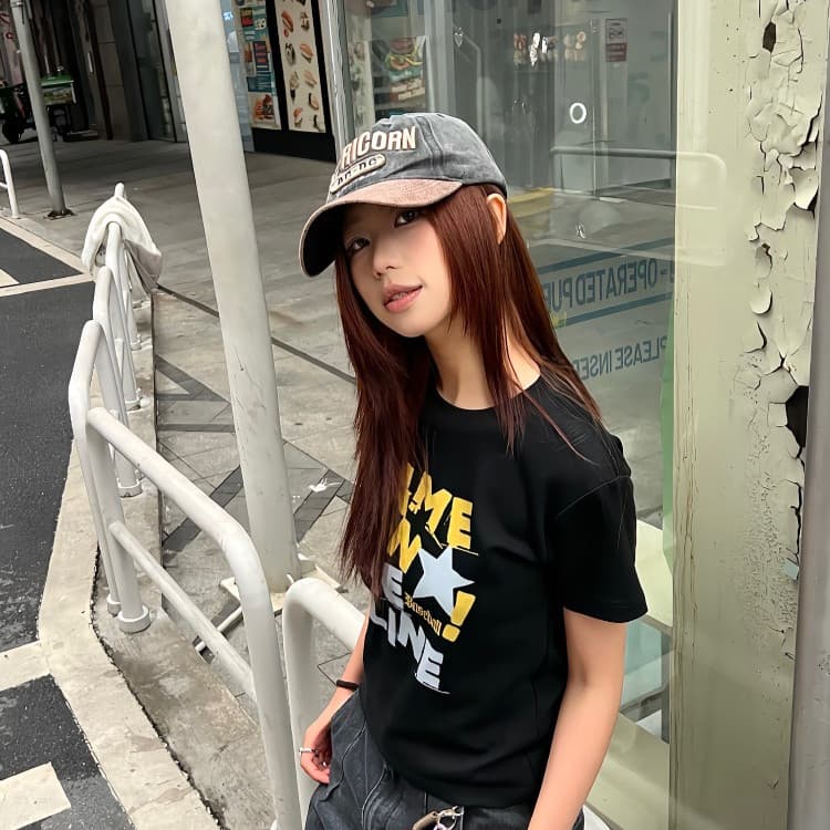 KYO ⭐ เสื้อเกาหลี ผู้หญิง "GAME ON Stars" พิมพ์ลาย ผ้าCOTTON โคตรนุ่ม สลิมฟิต เสื้อ rเสื้อทรงซ้อ เสื้อคอกลม รูปที่ 7