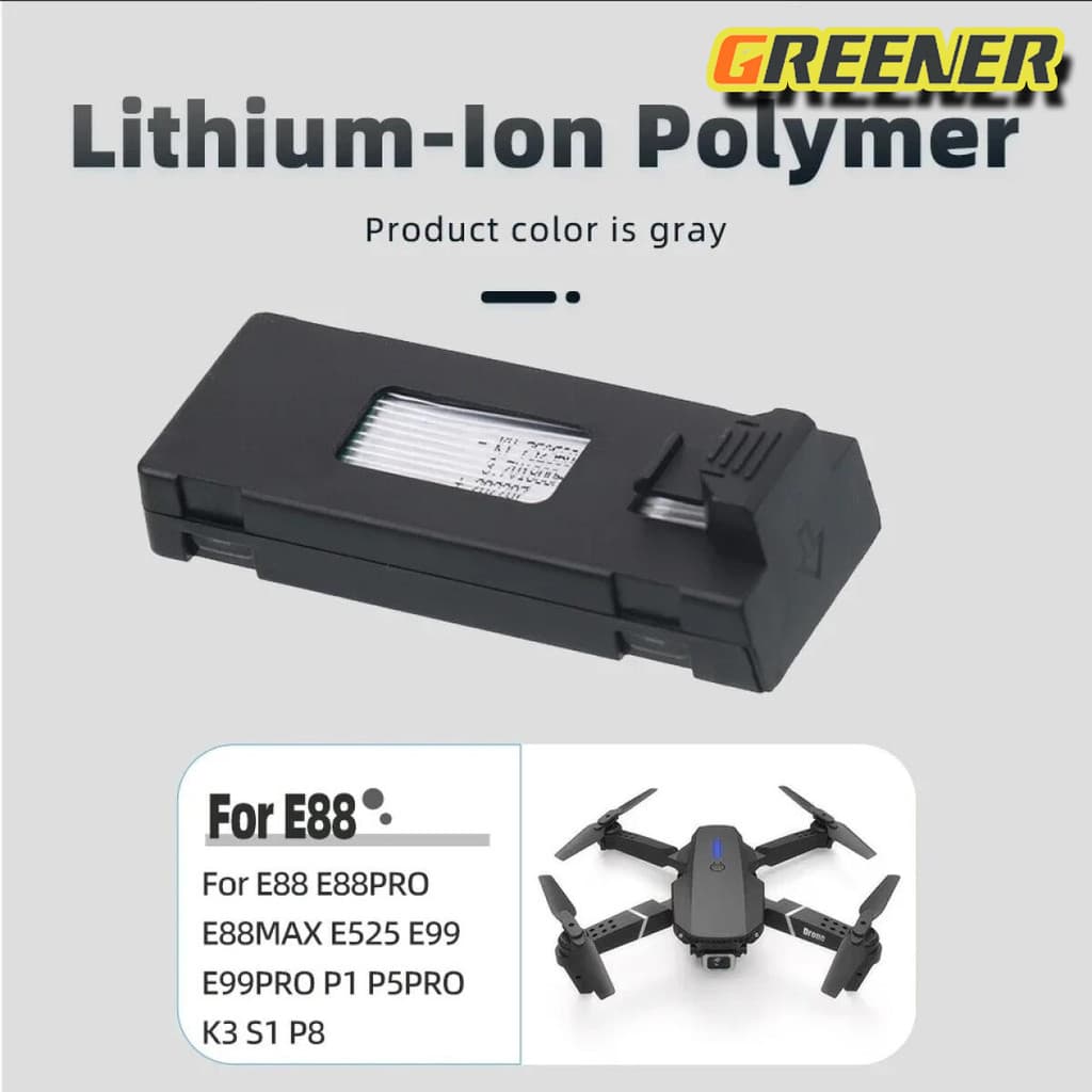 Greener ดรนบังคับ แบตเตอรี่สำหรับโดรน 1800mAh ใช้ได้ 20-25 นาที รุ่น E88/E88PRO/P1/E525 รูปที่ 6