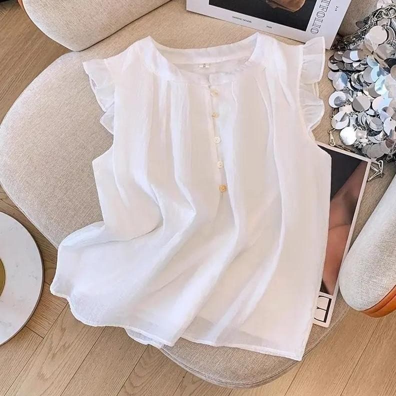 Dahong W641 เสื้อเชิ้ตผ้าชีฟองไซส์ใหญ่ สำหรับผู้หญิง เสื้อเชิ้ตทรงบาบี้อเนกประสงค์สำหรับฤดูร้อนดีไซน์เสื้อจีบ รูปที่ 9