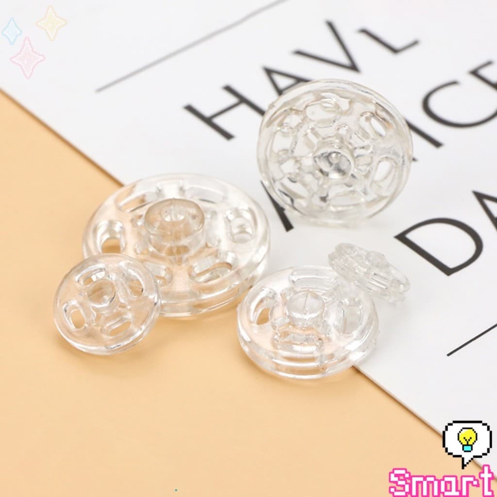 10คู่ กระดุมแป๊กพลาสติก สีดำ สีขาว สีใสแบบเย็บ 10mm 15mm กระดุมแป๊กพลาสติกสีดำ Invisible button รูปที่ 8