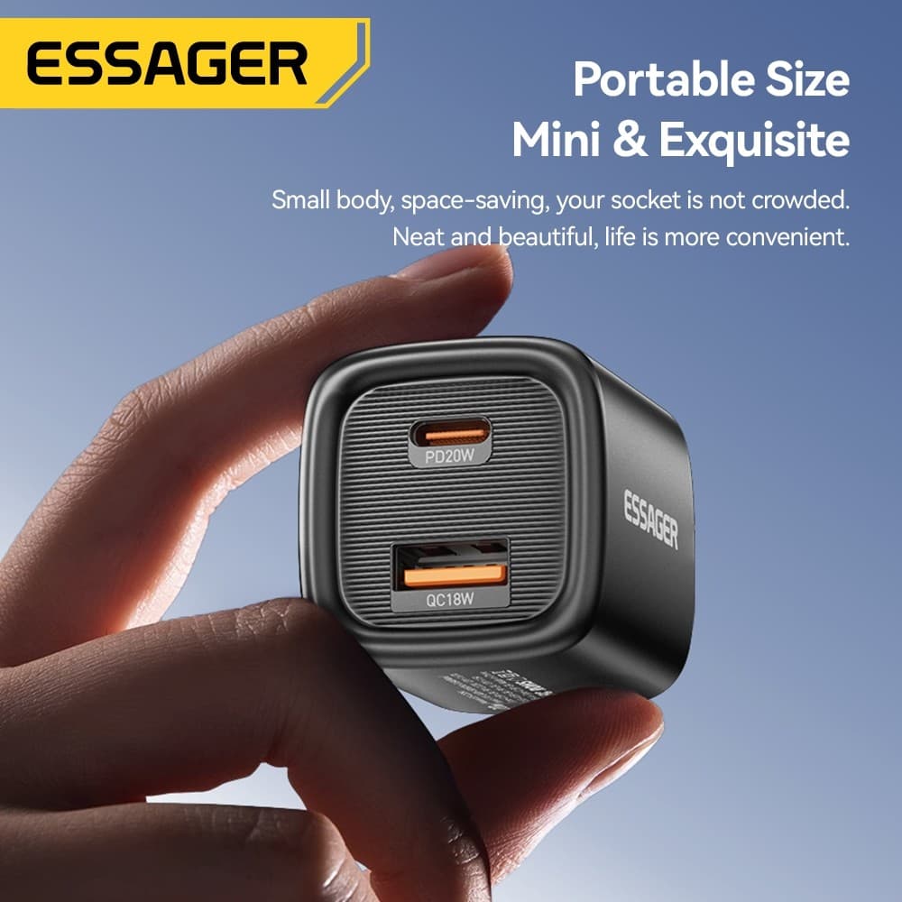 Essager PD 20W USB C + Type C Charger Fast Charging Quick Chargers Wall Plug Adapter รูปที่ 5
