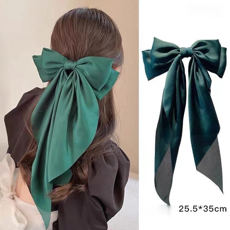 ในไทย กิ๊บติดผมหางม้า ประดับโบว์ ขนาดใหญ่ สีพื้น สไตล์เกาหลี สําหรับผู้หญิง H44 รูปที่ 8