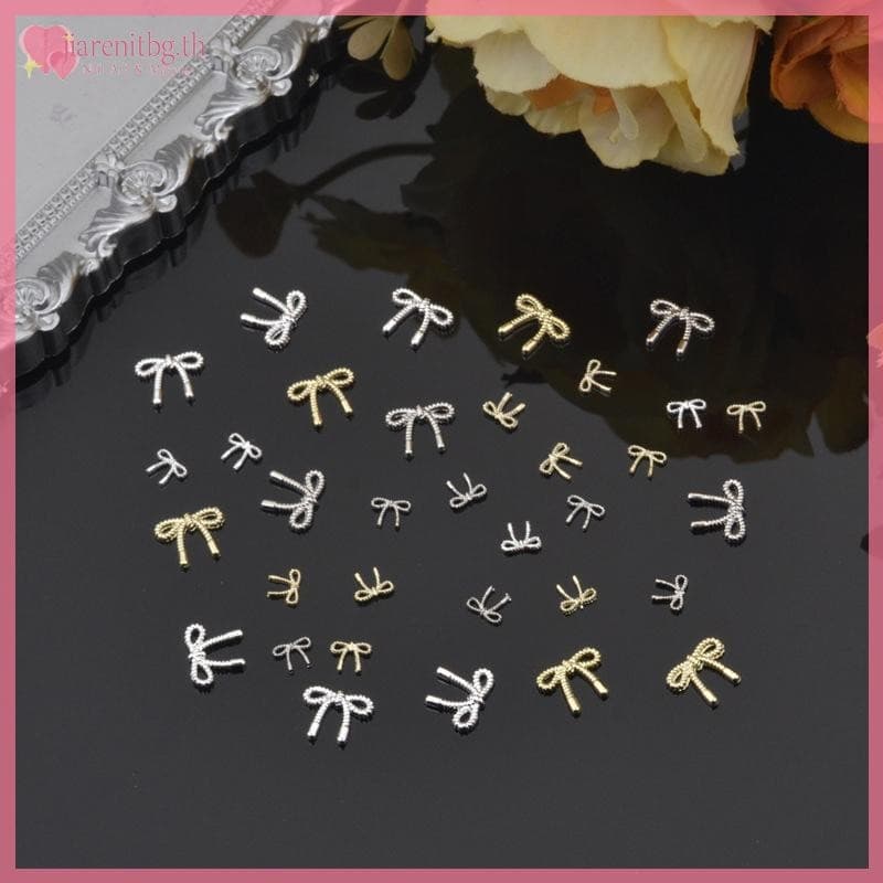 RENBG ทองเงิน ดอกไม้ อุปกรณ์ทําเล็บ Rhinestones โบว์ ตกแต่ง 3D เจาะ TH รูปที่ 2