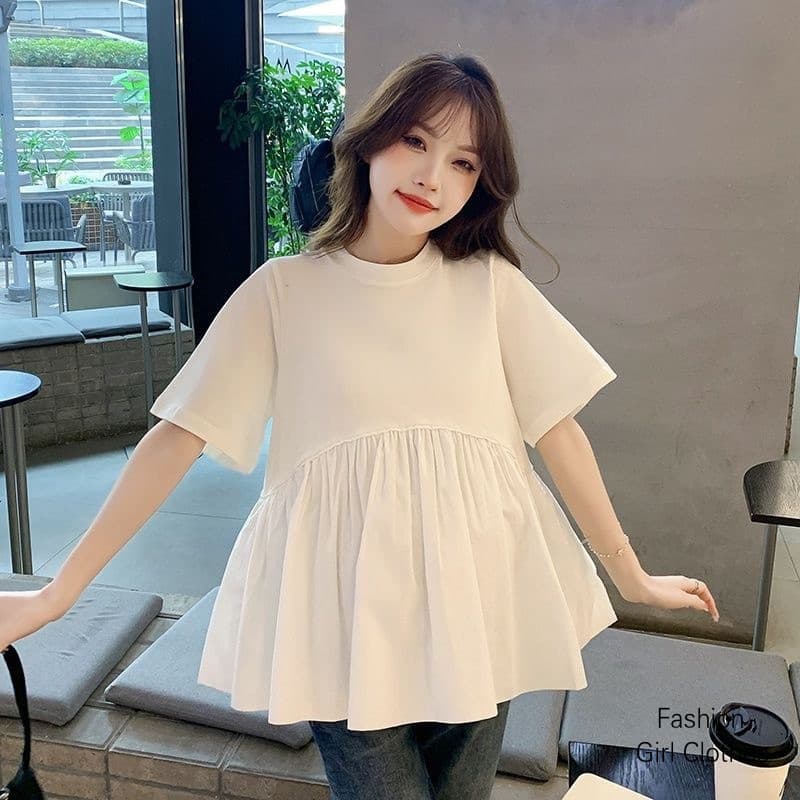 แฟชั่นแขนสั้นคลอดบุตรด้านบนตั้งครรภ์เสื้อยืด จุดต่ําสุด เสื้อ รูปที่ 3