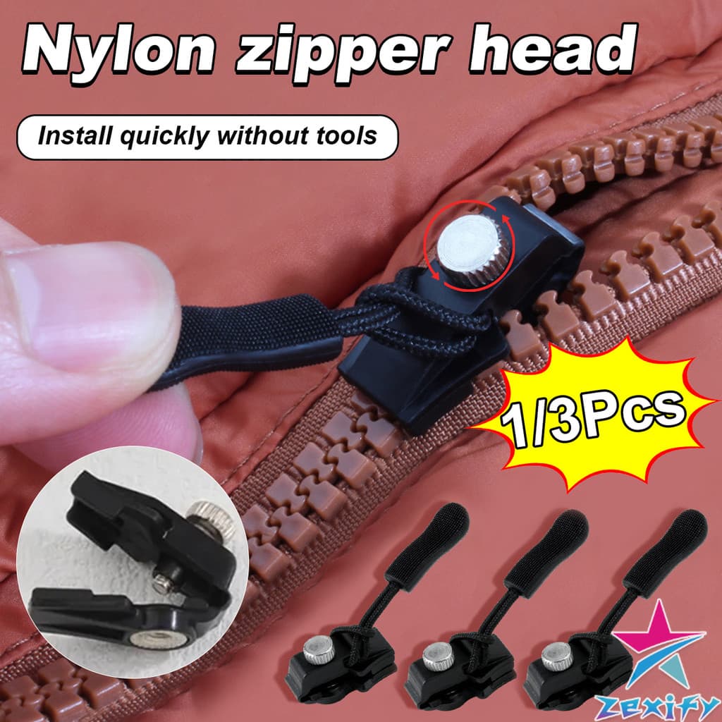 ZXF ชุดซิปซ่อม 3 ขนาดแตกต่างกัน ถอดออกได้และติดตั้งได้ Zipper Head รูปที่ 1