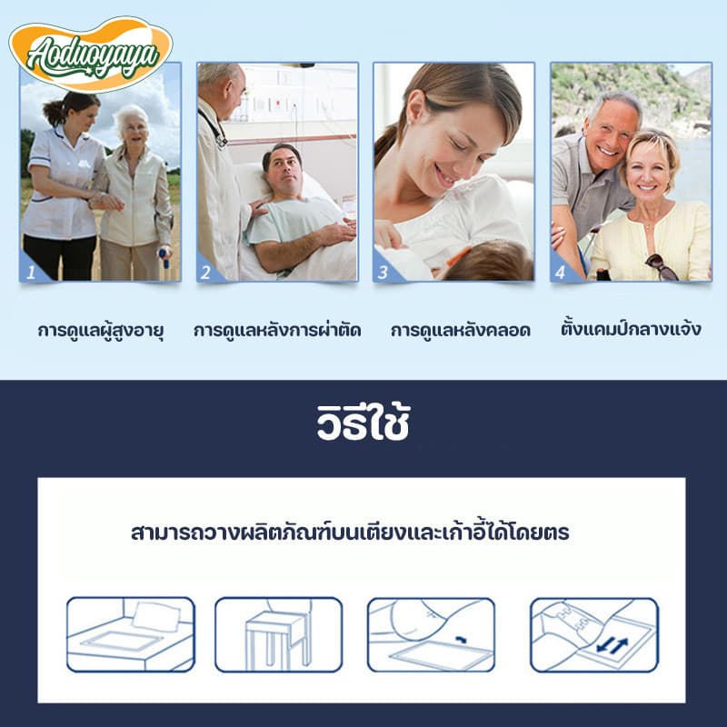 Aoduoyaya แผ่นรองซับผู้ใหญ่ 100ชิ้น ผ้ารองฉี่ ใช้แล้วทิ้ง ดูดซึมได้รวดเร็ว Bed Sheet 60x90cm รูปที่ 7