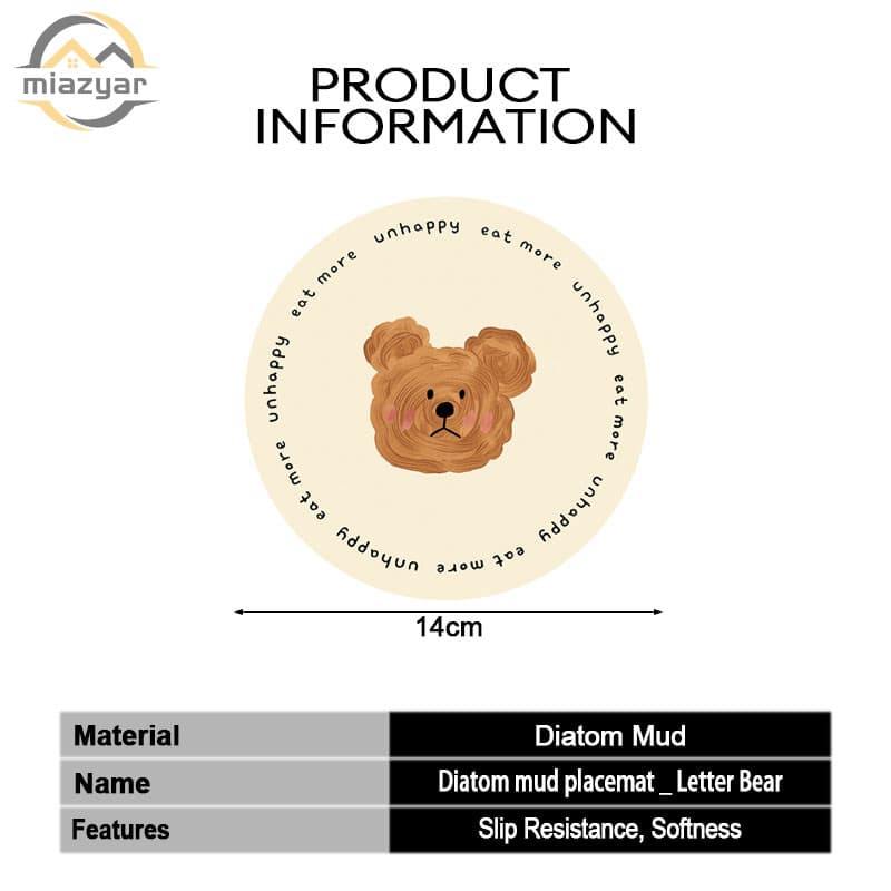 CODที่รองแก้ว ลายหมี Bear สุดน่ารัก ที่รองแก้วซับน้ำ แผ่นหินรองแก้วดูดซับน้ำ 14*14cm รูปที่ 9