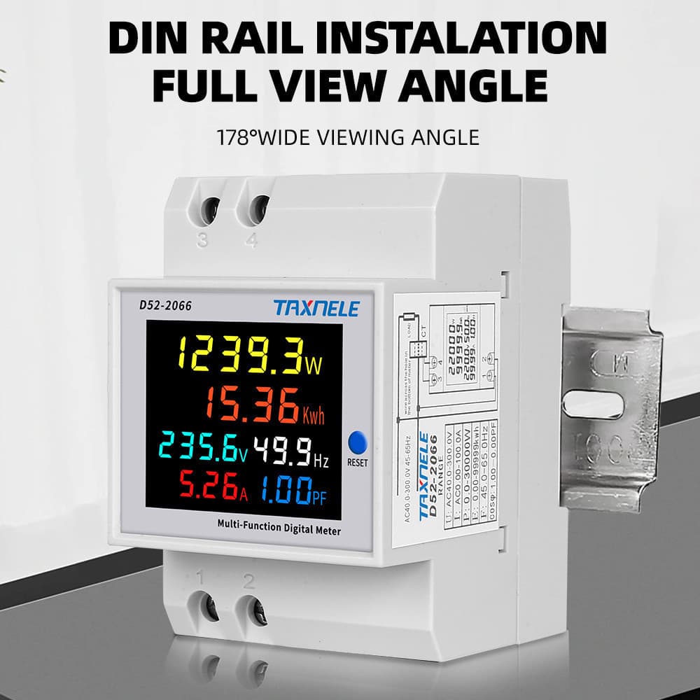 เครื่องวัดพลังงานไฟฟ้า หน้าจอสี Tuya WiFi 8in1 Power Meter APP ควบคุม 2P AC 170-270V 63A แรงดันไฟฟ้าเมตรไฟฟ้าเมตร รูปที่ 1