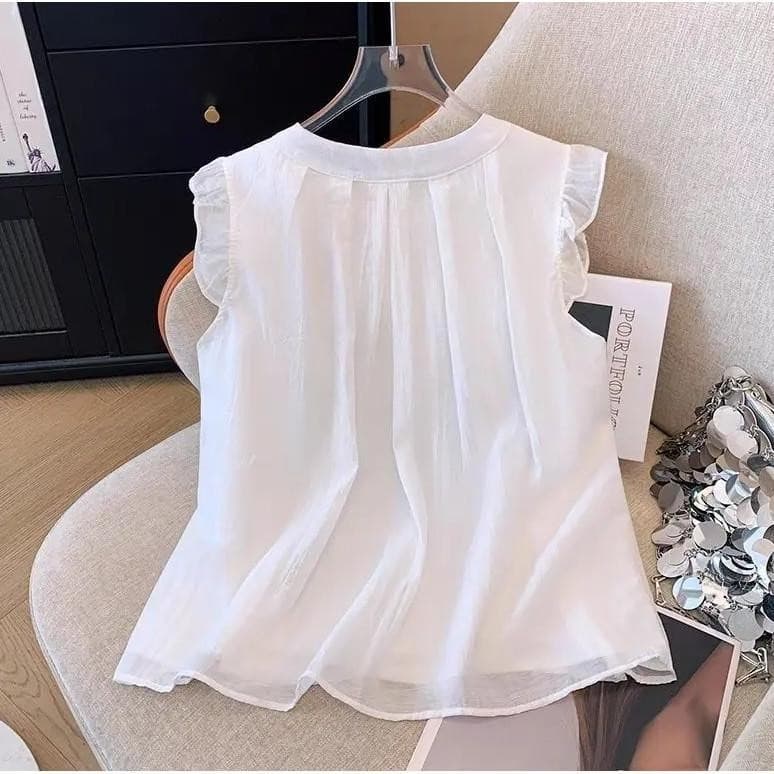 Dahong W641 เสื้อเชิ้ตผ้าชีฟองไซส์ใหญ่ สำหรับผู้หญิง เสื้อเชิ้ตทรงบาบี้อเนกประสงค์สำหรับฤดูร้อนดีไซน์เสื้อจีบ รูปที่ 6